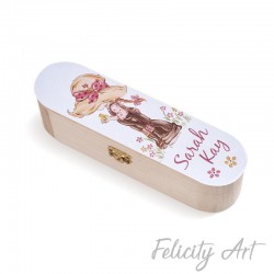 Μπομπονιέρα Βάπτισης Ξύλινη Κασετίνα με Θέμα Sarah Kay