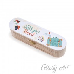 Μπομπονιέρα Βάπτισης Ξύλινη Κασετίνα με Θέμα Ταξίδι στον Κόσμο