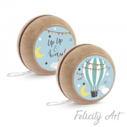 Μπομπονιέρα Βάπτισης Ξύλινο Γιο-Γιο Θέμα Αερόστατο