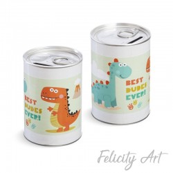 Μπομπονιέρα Βάπτισης Μεταλλικός Κουμπαράς με Θέμα Δεινοσαυράκια