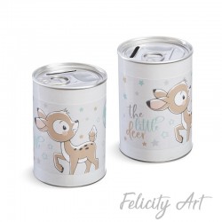 Μπομπονιέρα Βάπτισης Μεταλλικός Κουμπαράς με Θέμα Ελαφάκι