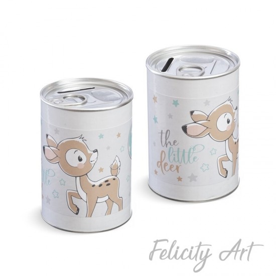 Μπομπονιέρα Βάπτισης Μεταλλικός Κουμπαράς με Θέμα Ελαφάκι