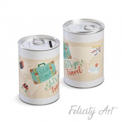 Μπομπονιέρα Βάπτισης Μεταλλικός Κουμπαράς με Θέμα Ταξίδι στον Κόσμο