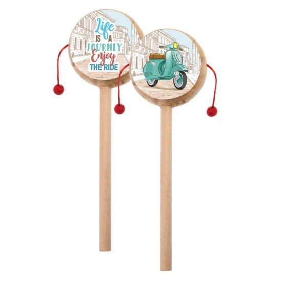 Μπομπονιέρα Βάπτισης Ξύλινο Τυμπανάκι με  Θέμα Βέσπα