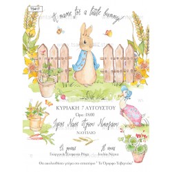Προσκλητήριο Βάπτισης για Αγόρι με Θέμα "Peter Rabbit"