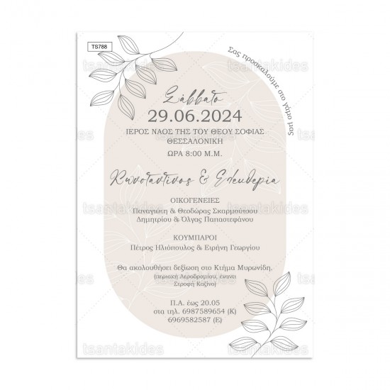 Προσκλητήριο Γάμου  με  Θέμα Elegant wedding