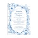 Προσκλητήριο Γάμου σε Μπλε Γραμμικά Λουλούδια