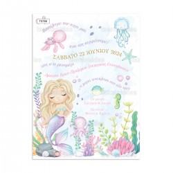 Προσκλητήριο Βάπτισης για Κορίτσι με Θέμα "Γοργόνα"