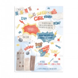 Προσκλητήριο Βάπτισης για Κορίτσι με Θέμα "Super power girl"