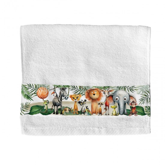 Μπομπονιέρα Βάπτισης  Πετσέτα με Θέμα Ζωάκια της Ζούγκλας