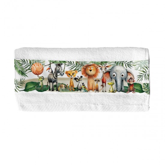 Μπομπονιέρα Βάπτισης  Πετσέτα με Θέμα Ζωάκια της Ζούγκλας