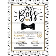 Προσκλητήριο Βάπτισης για Αγόρι με Θέμα Little Boss