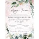 Προσκλητήριο Γάμου  με Greenery Στοιχεία  από Λουλούδια και Ευκάλυπτο