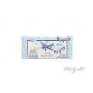 Μπομπονιέρα Βάπτισης  Υφασμάτινη Κασετίνα με Θέμα "Αεροπλάνο"