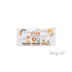 Μπομπονιέρα Βάπτισης Υφασμάτινη Κασετίνα με Θέμα "Ζωάκια της Ζούγκλας"