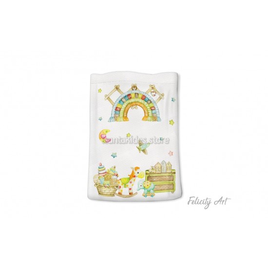 Μπομπονιέρα Βάπτισης Υφασμάτινο Πουγκί με Θέμα "Macrame"