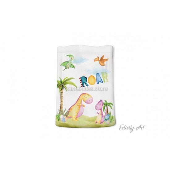 Μπομπονιέρα Βάπτισης Υφασμάτινο Πουγκί με Θέμα "Δεινοσαυράκια"