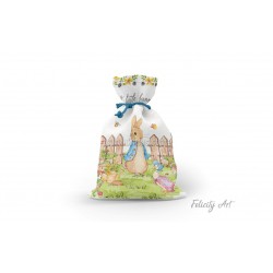 Μπομπονιέρα Βάπτισης Υφασμάτινο Πουγκί με Θέμα "Peter Rabbit"