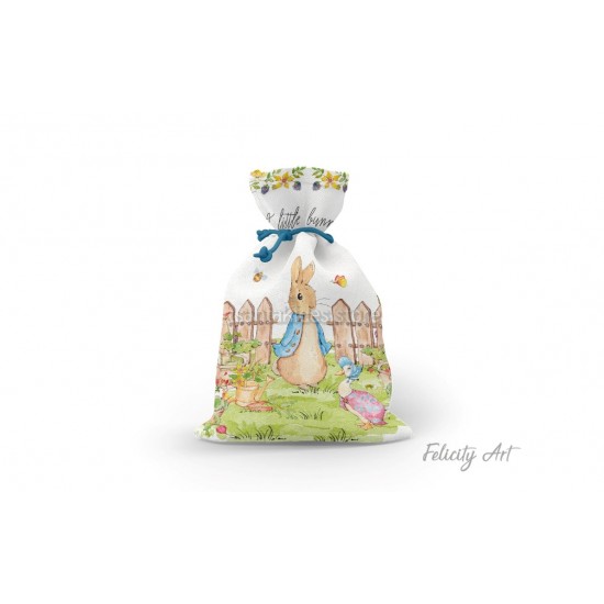 Μπομπονιέρα Βάπτισης Υφασμάτινο Πουγκί με Θέμα "Peter Rabbit"