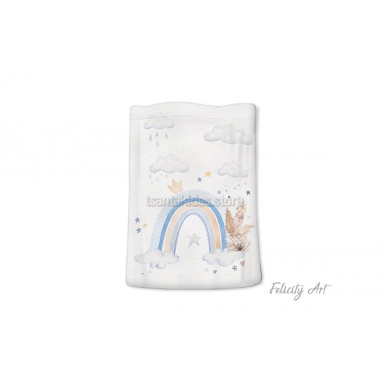 Μπομπονιέρα Βάπτισης Υφασμάτινο Πουγκί με Θέμα "Ουράνιο Τόξο"