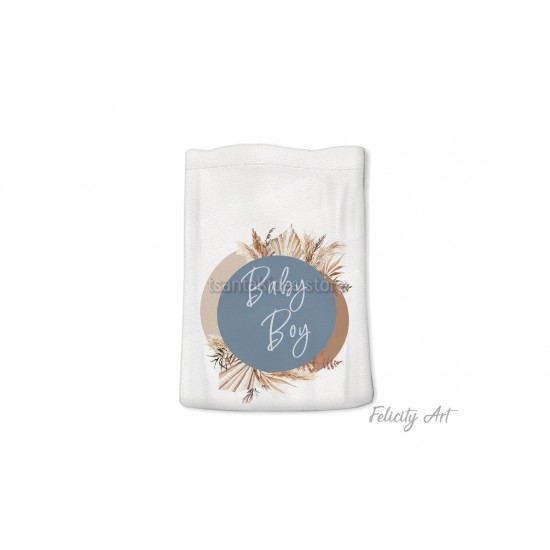 Μπομπονιέρα Βάπτισης Υφασμάτινο Πουγκί με Θέμα "Boho Baby Boy"