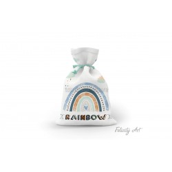 Μπομπονιέρα Βάπτισης Υφασμάτινο Πουγκί με Θέμα "Ουράνιο Τόξο"