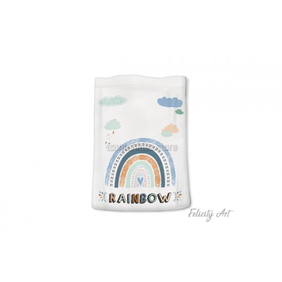 Μπομπονιέρα Βάπτισης Υφασμάτινο Πουγκί με Θέμα "Ουράνιο Τόξο"