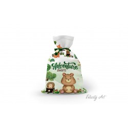 Μπομπονιέρα Βάπτισης Υφασμάτινο Πουγκί με Θέμα "Ζωάκια του Δάσους"