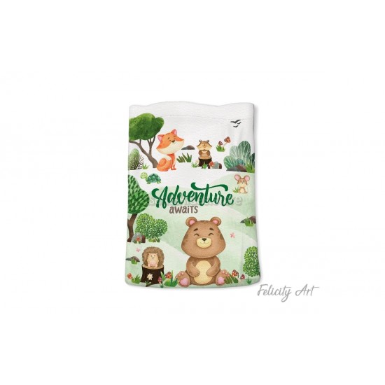 Μπομπονιέρα Βάπτισης Υφασμάτινο Πουγκί με Θέμα "Ζωάκια του Δάσους"