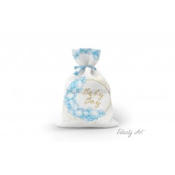 Μπομπονιέρα Βάπτισης Υφασμάτινο Πουγκί με Θέμα " Ballloon Circle"