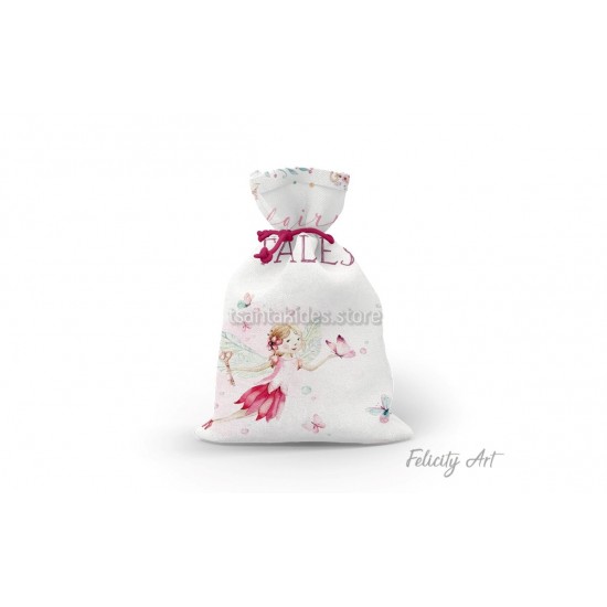 Μπομπονιέρα Βάπτισης Υφασμάτινο Πουγκί με Θέμα "Fairytale"