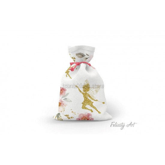 Μπομπονιέρα Βάπτισης Υφασμάτινο Πουγκί με Θέμα "Νεράιδες"