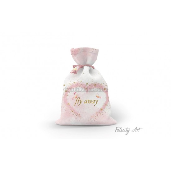 Μπομπονιέρα Βάπτισης Υφασμάτινο Πουγκί με Θέμα "Lovely Butterflies"