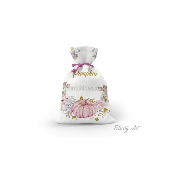 Μπομπονιέρα Βάπτισης Υφασμάτινο Πουγκί με Θέμα "Κολοκύθα"