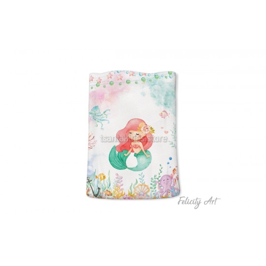 Μπομπονιέρα Βάπτισης Υφασμάτινο Πουγκί με Θέμα "Γοργόνα"