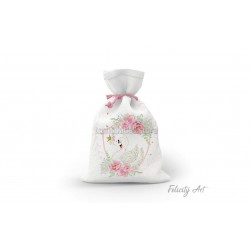 Μπομπονιέρα Βάπτισης Υφασμάτινο Πουγκί με Θέμα "Κύκνος"