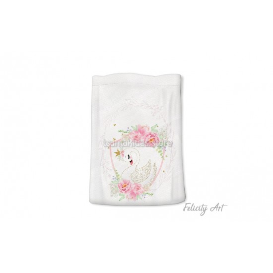 Μπομπονιέρα Βάπτισης Υφασμάτινο Πουγκί με Θέμα "Κύκνος"