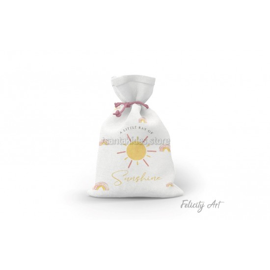 Μπομπονιέρα Βάπτισης Υφασμάτινο Πουγκί με Θέμα "Sunshine"
