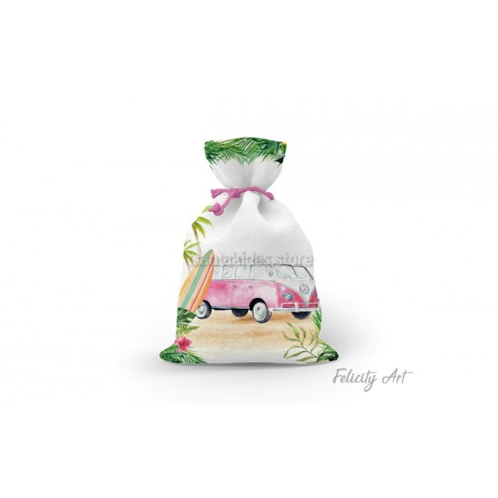 Μπομπονιέρα Βάπτισης Υφασμάτινο Πουγκί με Θέμα "Surf"