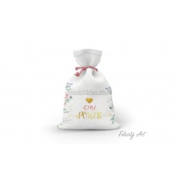 Μπομπονιέρα Βάπτισης Υφασμάτινο Πουγκί με Θέμα "Dusty Blossom"