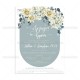 Προσκλητήριο Γάμου με Dusty Blue Floral Σχεδιασμό σε Οβάλ