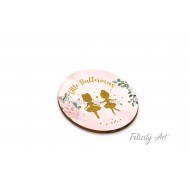 Ξύλινη Κρεμαστή Μπομπονιέρα Βάπτισης για Δίδυμα με Θέμα Μπαλαρίνες Ξύλινη Κρεμαστή Μπομπονιέρα Βάπτισης για Δίδυμα με Θέμα Μπαλαρίνες