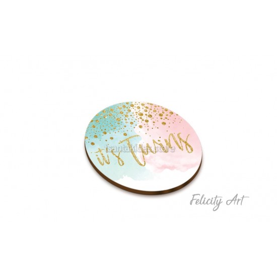 Ξύλινη Κρεμαστή Μπομπονιέρα Βάπτισης για Δίδυμα σε Pastel Watercolor Χρωματισμούς.