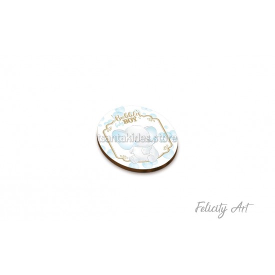 Ξύλινη κρεμαστή Μπομπονιέρα Βάπτισης με Θέμα Ελεφαντάκι