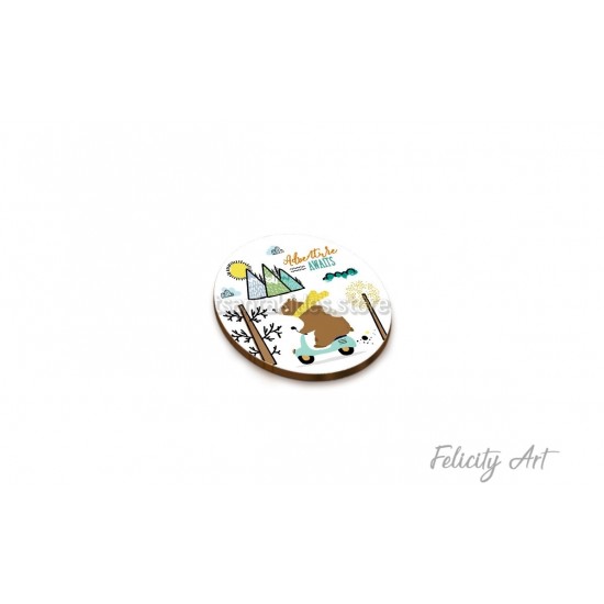 Ξύλινη κρεμαστή Μπομπονιέρα Βάπτισης με Θέμα Αρκούδος