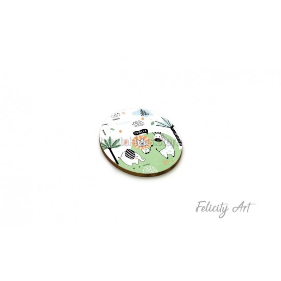 Ξύλινη κρεμαστή Μπομπονιέρα Βάπτισης με Θέμα Ζωάκια Ζούγκλας