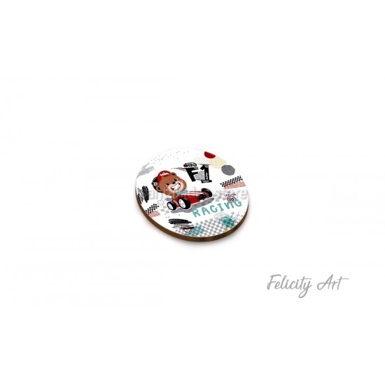 Ξύλινη κρεμαστή Μπομπονιέρα Βάπτισης με Θέμα Φόρμουλα 1