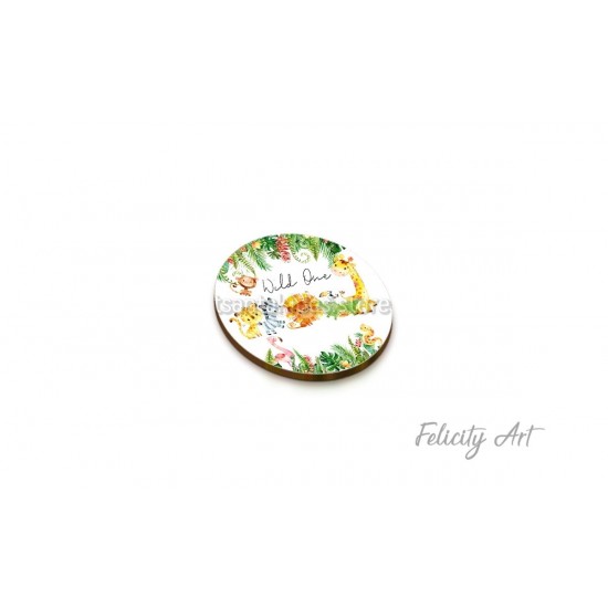 Ξύλινη κρεμαστή Μπομπονιέρα Βάπτισης με Θέμα Ζωάκια Ζούγκλας