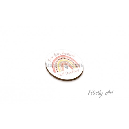 Ξύλινη κρεμαστή Μπομπονιέρα Βάπτισης με θέμα "Ουράνιο Τόξο"