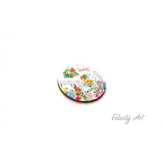 Ξύλινη κρεμαστή Μπομπονιέρα Βάπτισης με θέμα "Νεράιδα"